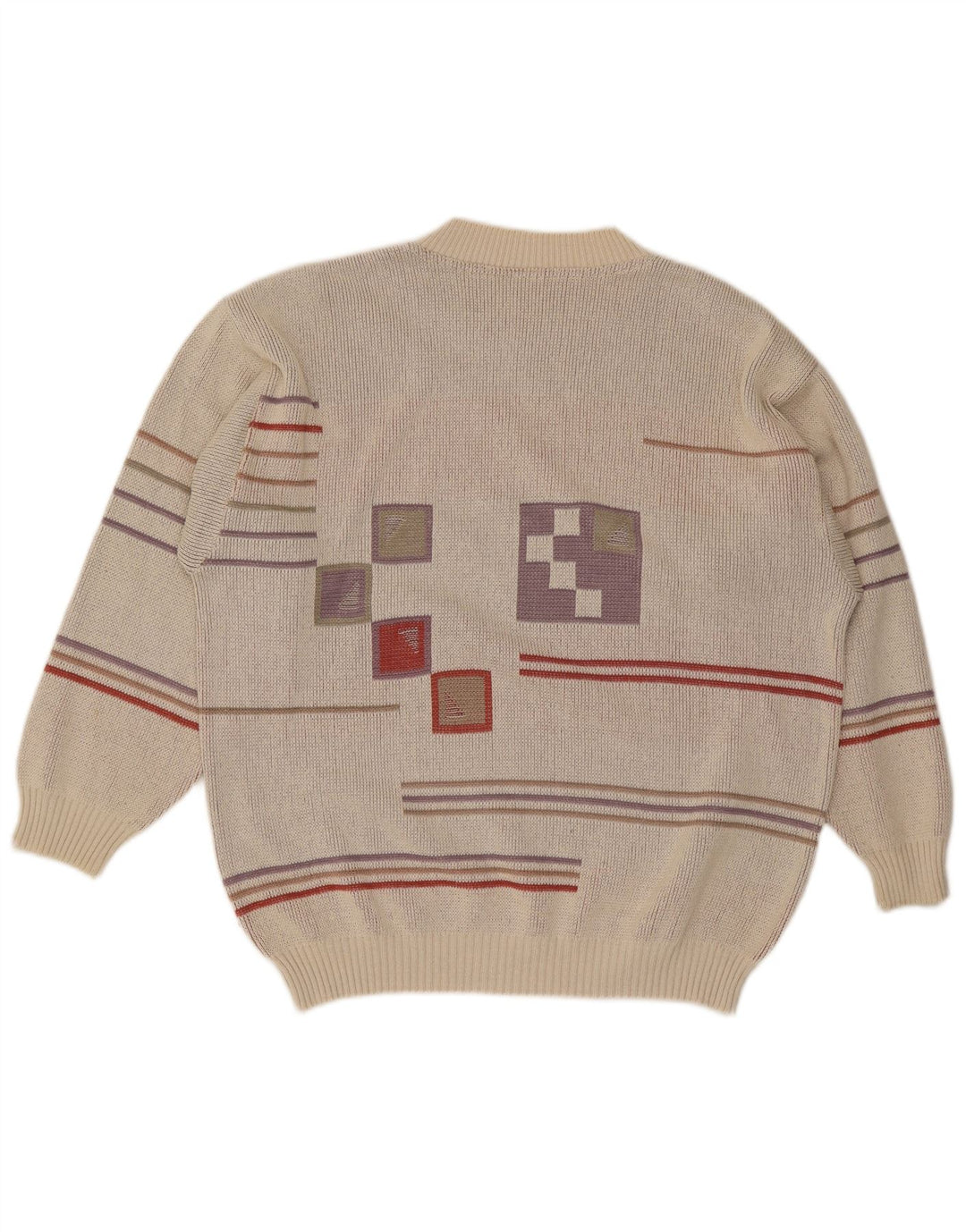 Vintage mænd med rund hals sweater IT 48/50 Medium Grå Geometrisk