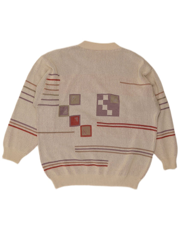 Vintage mænd med rund hals sweater IT 48/50 Medium Grå Geometrisk