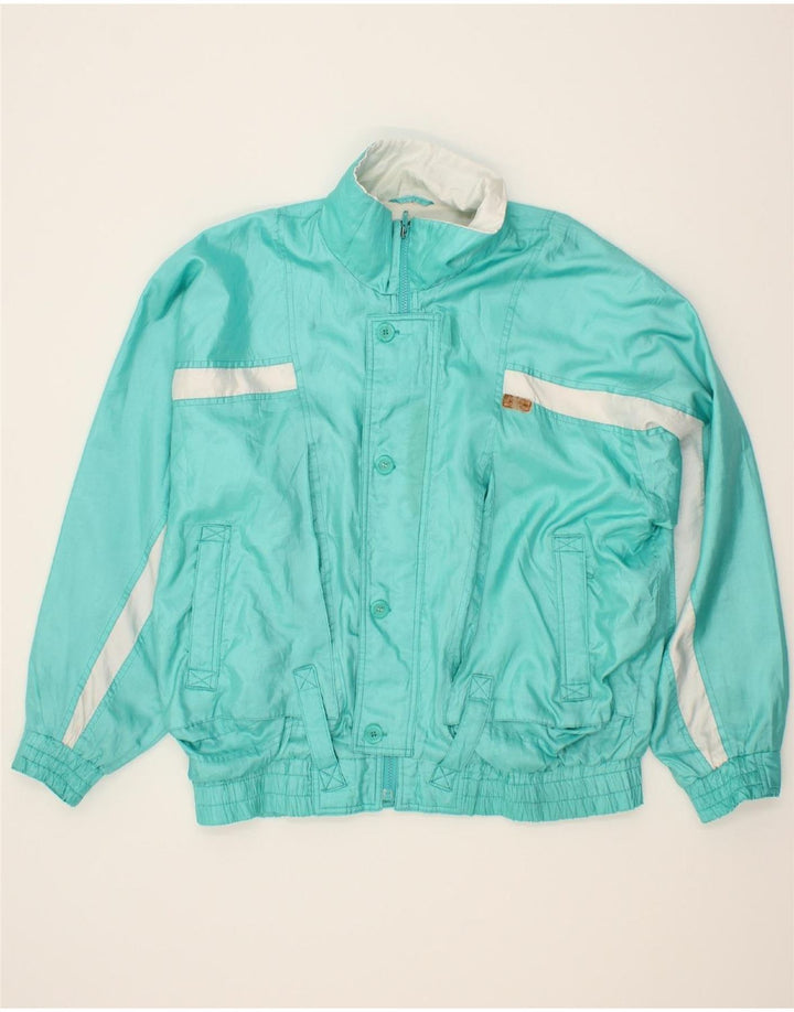 VINTAGE Mens Bomber Jacket UK 42 XL Turquoise Polyester Vintage Vintage and Second-Hand Vintage from Messina Hembry 
