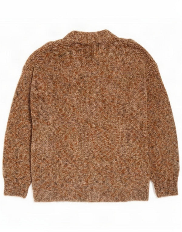 Vintage Mens Cardigan Sweater Large Brown Flecked