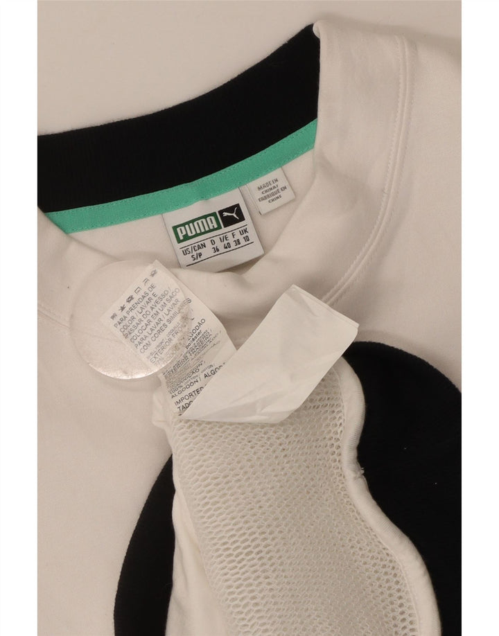 Puma Graphic Sweatshirt Jumper UK 10 Small White Bomuld