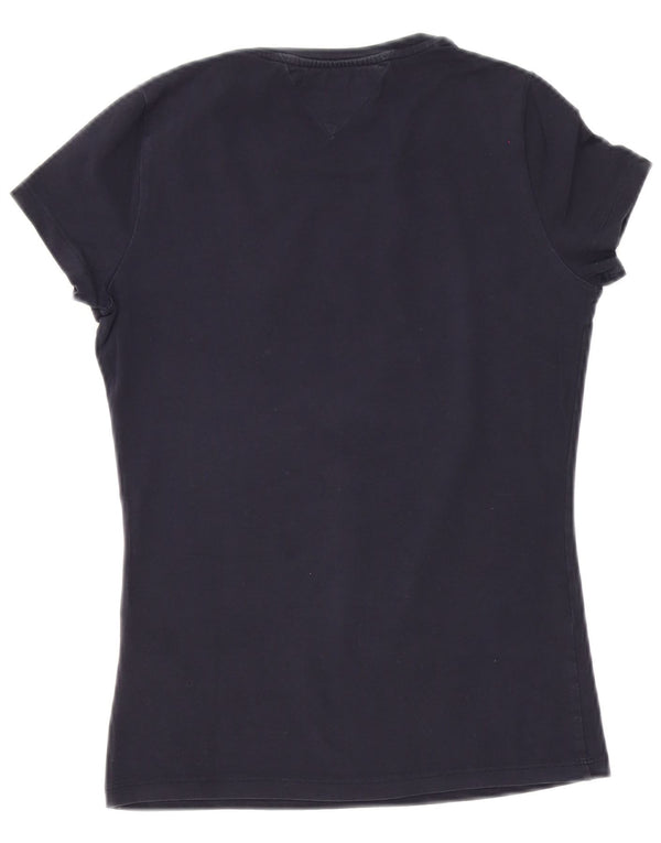 Tommy Hilfiger Dame Grafisk T-Shirt Top UK 12 Medium Navy Blue Bomuld
