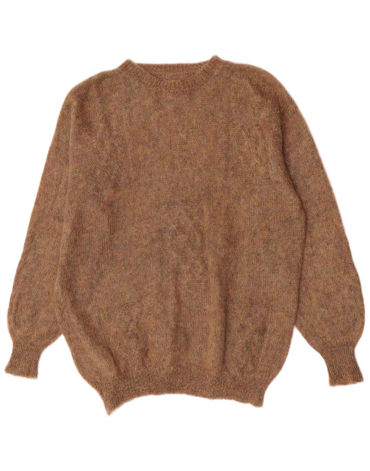 Vintage herre sweater med rund hals, stor brun