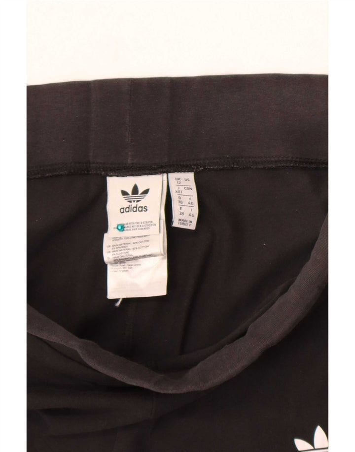 Adidas Dame Slim Fit Leggings UK 12 Medium Sort Bomuld