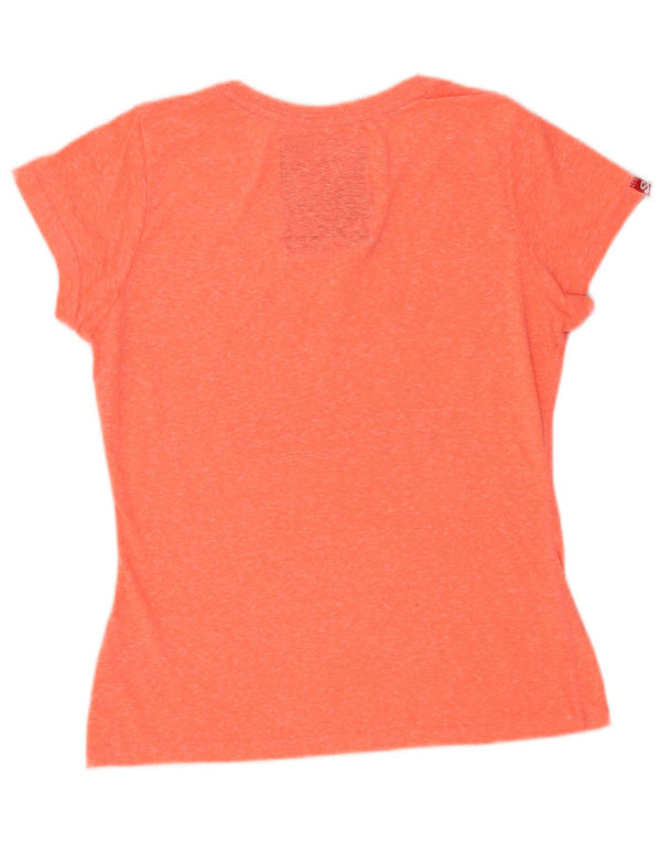 Superdry grafisk T-shirt top til kvinder UK 14 Stor orange flækket polyester
