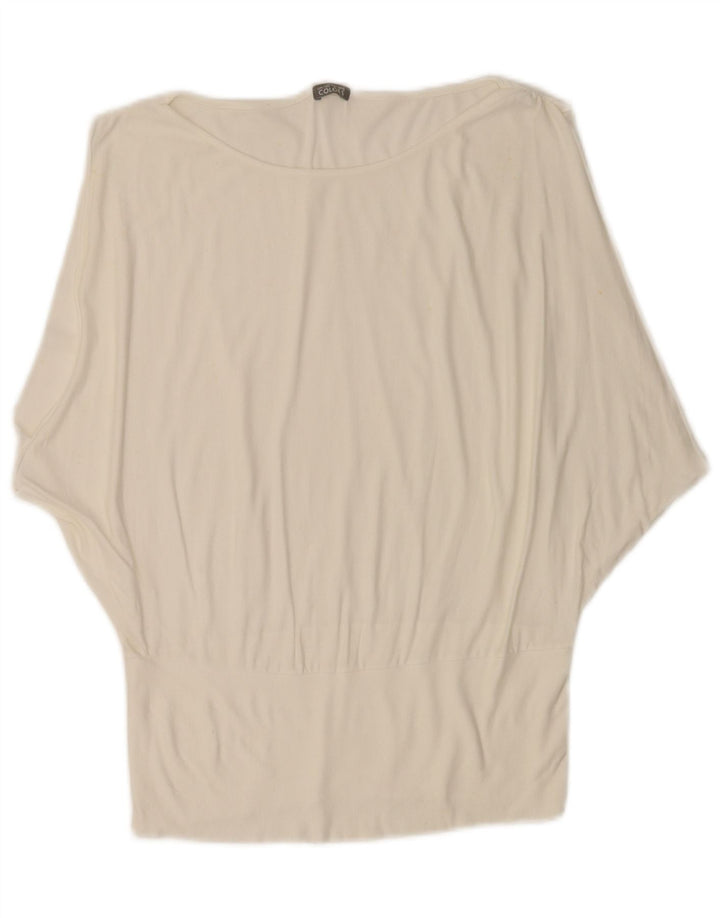 Benetton Womens Batwing Bluse Top UK 14 Medium Off White Viscose