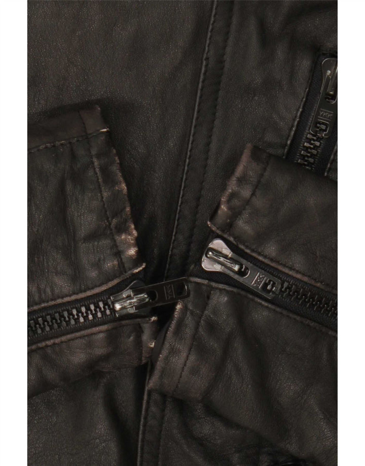 Vintage Herre Læder Biker Jacket IT 50 Large Sort