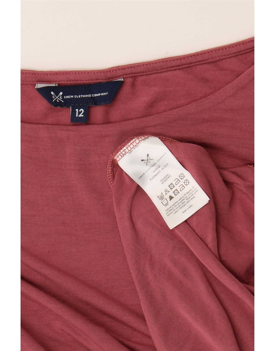Crew Clothing Dame Top Langærmet UK 12 Medium Pink Modal