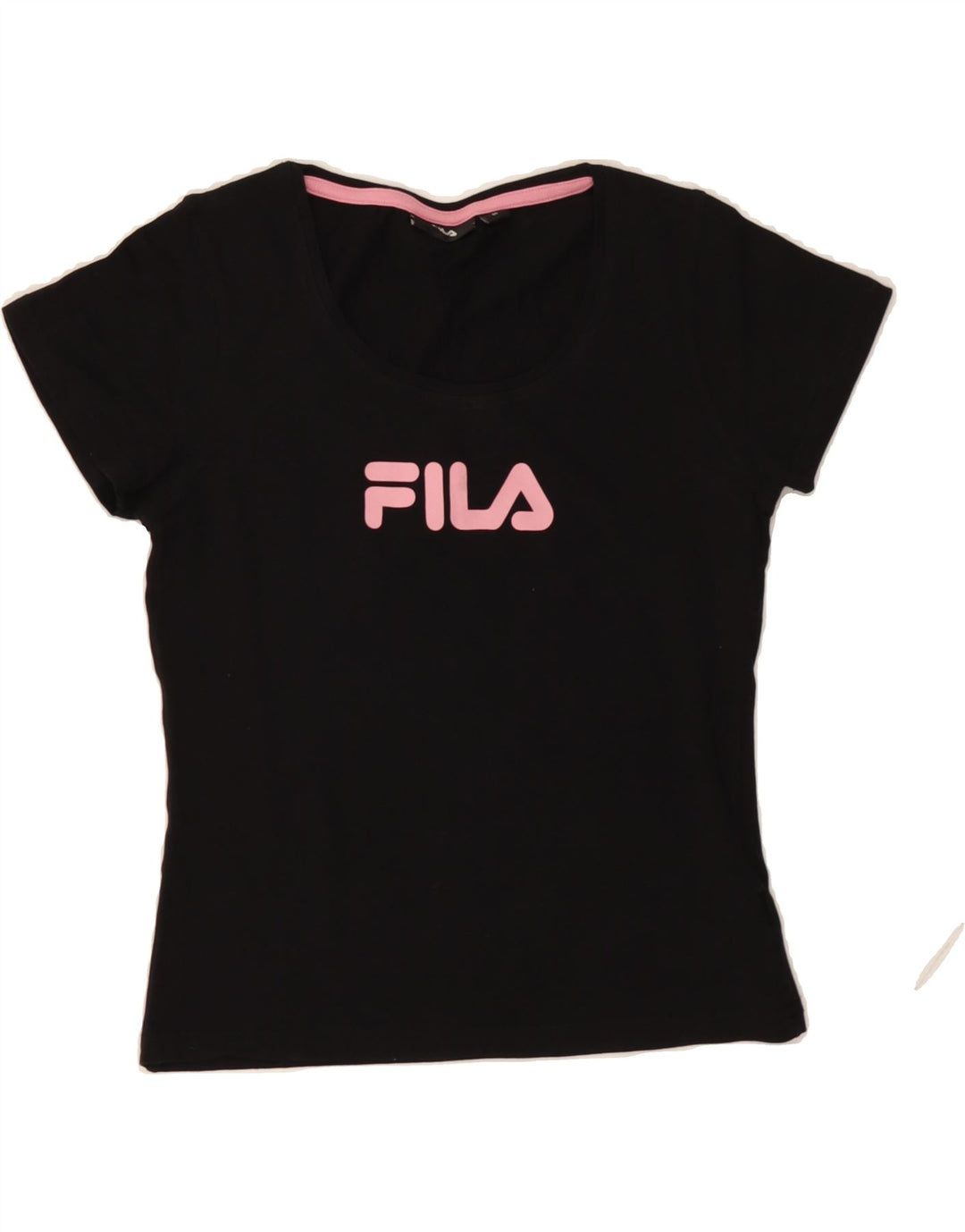 FILA Womens Graphic T-Shirt Top UK 12 Medium Black Cotton Vintage Fila and Second-Hand Fila from Messina Hembry 