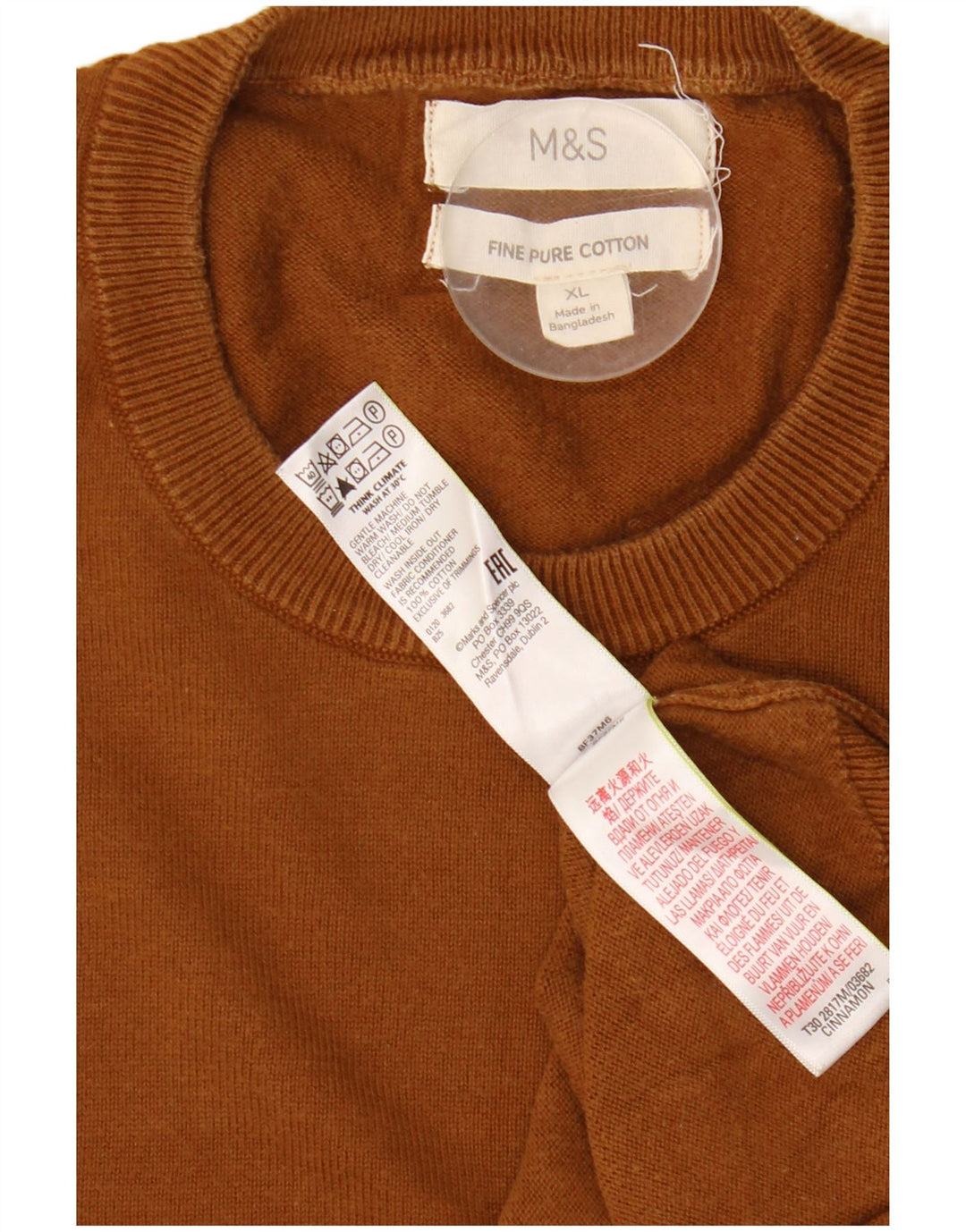 Marks & Spencer Herre sweater med rund hals XL brun bomuld