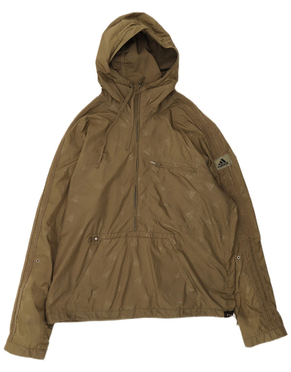 Adidas Herre Hooded Graphic Anorak Jacket UK 38 Medium Khaki Spotted