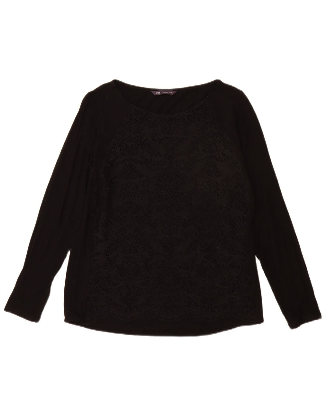 Marks & Spencer Dametop Langærmet UK 12 Medium Sort Viscose