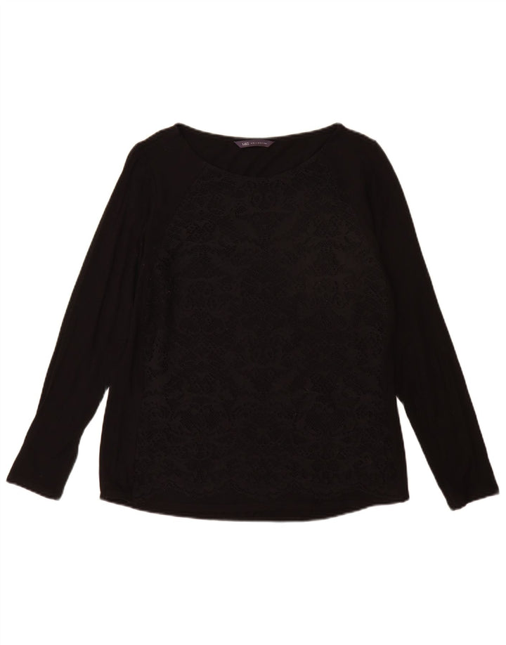 Marks & Spencer Dametop Langærmet UK 12 Medium Sort Viscose