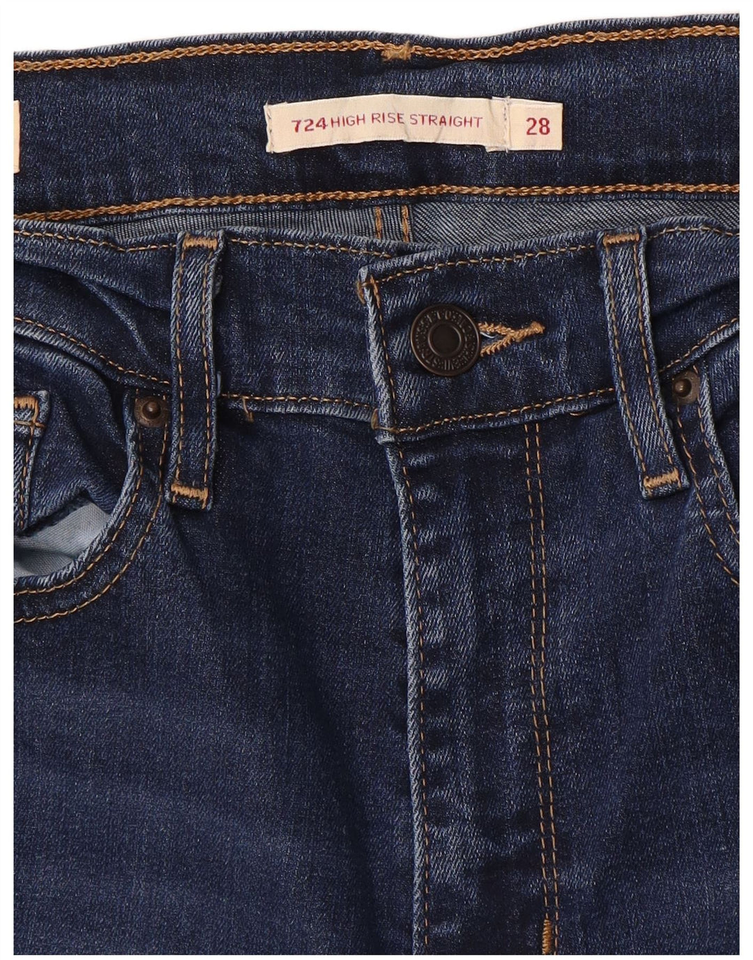 Levi's Womens 724 Crop Højtaljede lige jeans W28 L23 Blå