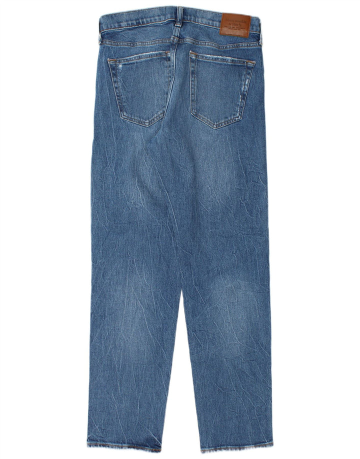 ABERCROMBIE & FITCH Stretch lige jeans til mænd W31 L32 Blå bomuld 90'erne