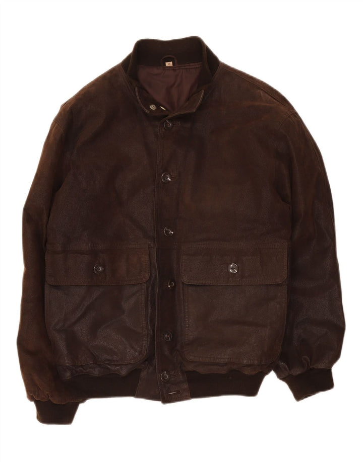 Vintage Herre Bomber Læderjakke IT 48 Medium Brun