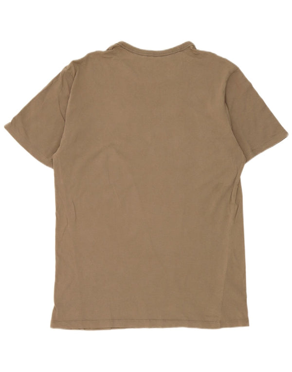 Champion Mens Graphic T-Shirt Top Medium Khaki Cotton