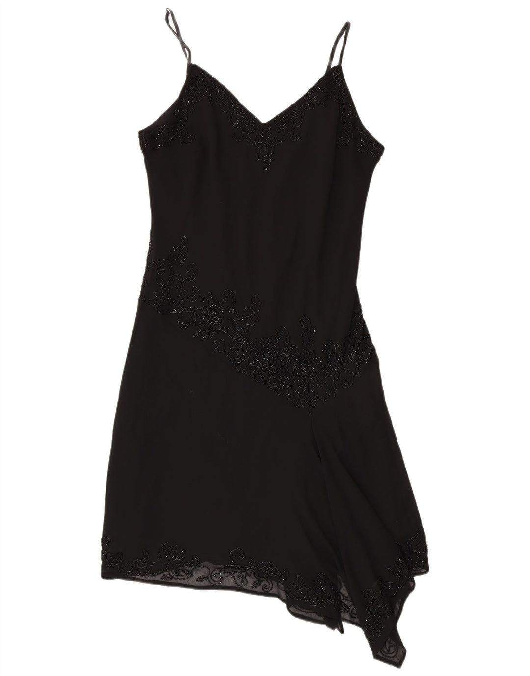 JMD Womens Asymmetrisk Slip Dress UK 12 Medium Black Polyester