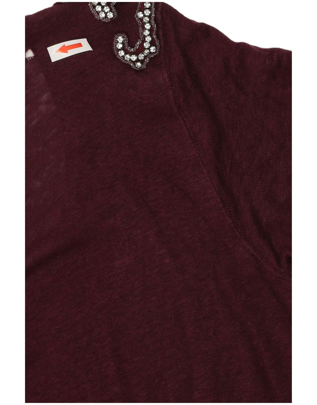 Zara Dame T-Shirt Top UK 14 Medium Burgundy
