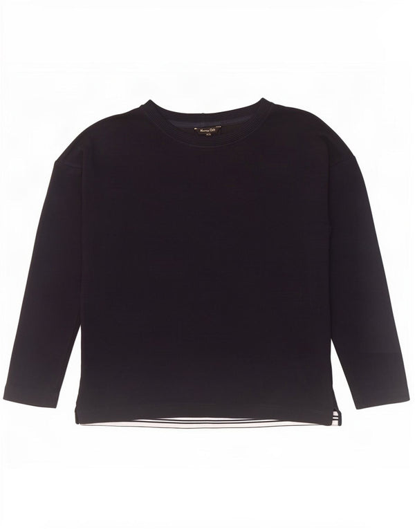 Massimo Dutti Dame Oversized Top Langærmet UK 6 XS Navy Blue Viscose