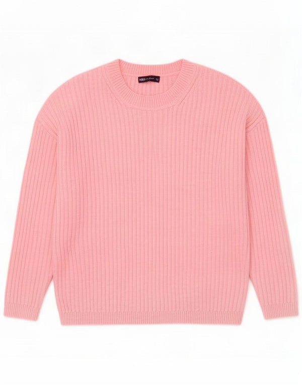 Marks & Spencer Dame sweater med rund hals DK 16 Large Pink Polyester
