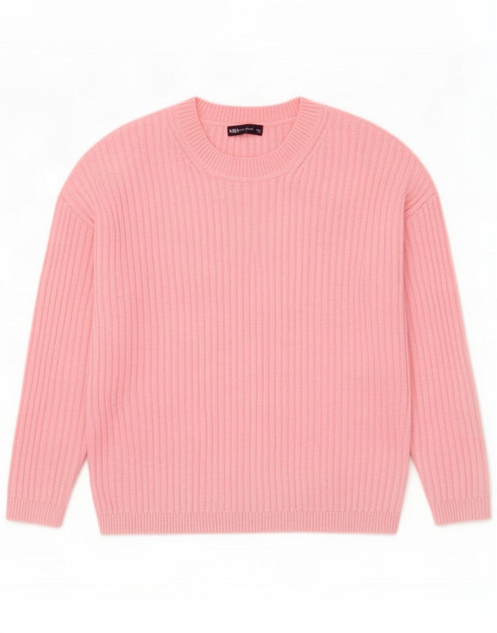 Marks & Spencer Dame sweater med rund hals DK 16 Large Pink Polyester