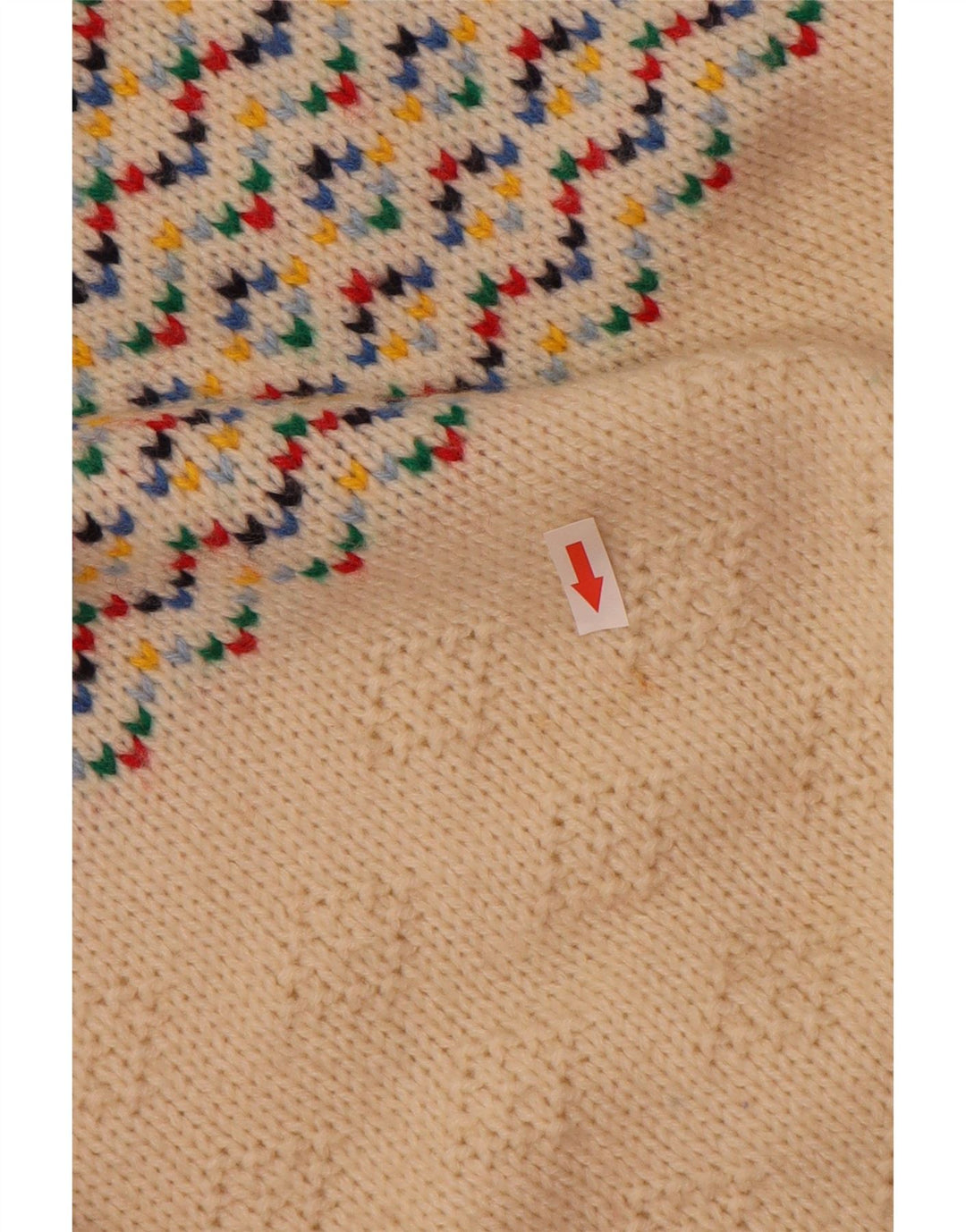 Vintage sweater med rund hals til mænd Medium Off White Fair Isle