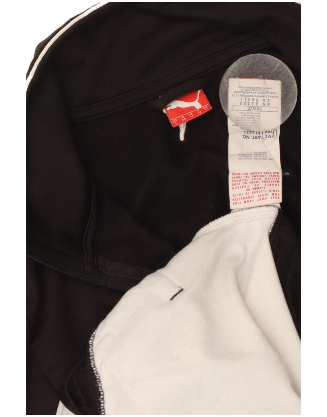 Puma træningsdragt topjakke til kvinder UK 14 Large Black Colourblock Polyester