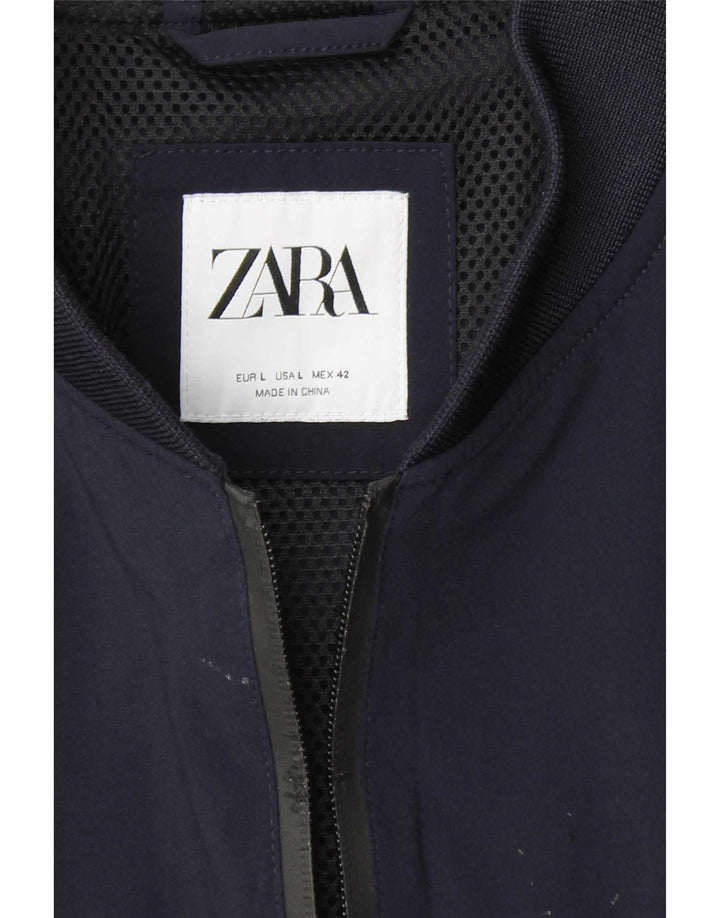 Zara Herre Bomber Jacket UK 40 Large Navy Blue
