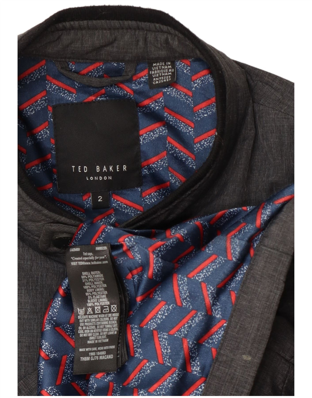 Ted Baker Bomberjakke til mænd str. 2 Lille grå polyamid