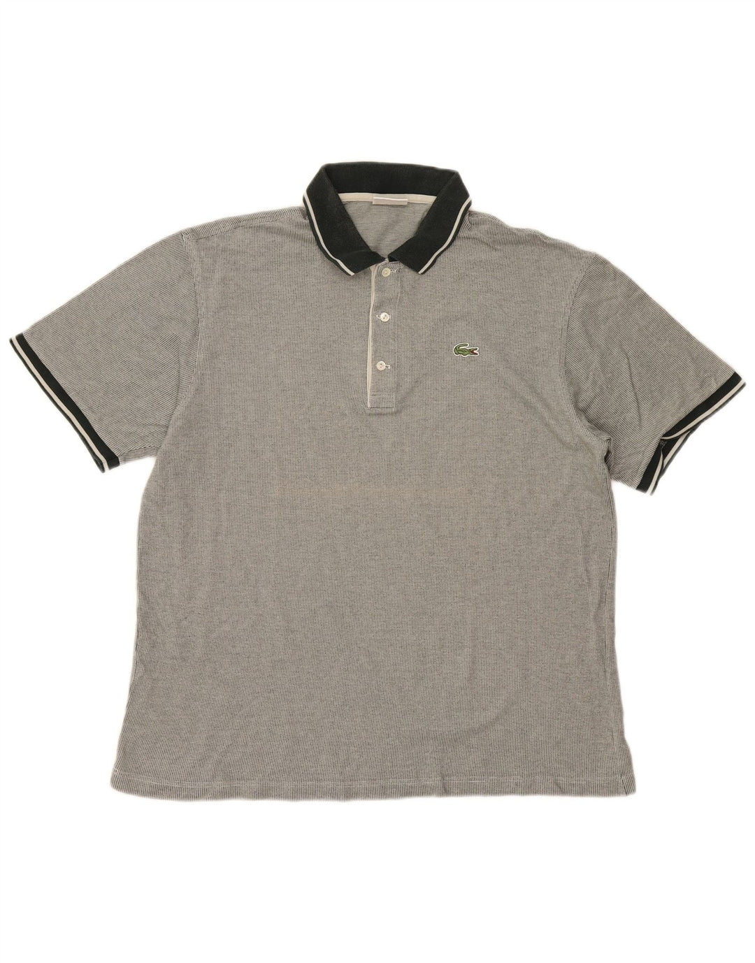 LACOSTE Mens Polo Shirt Size 6 XL Grey Spotted Cotton