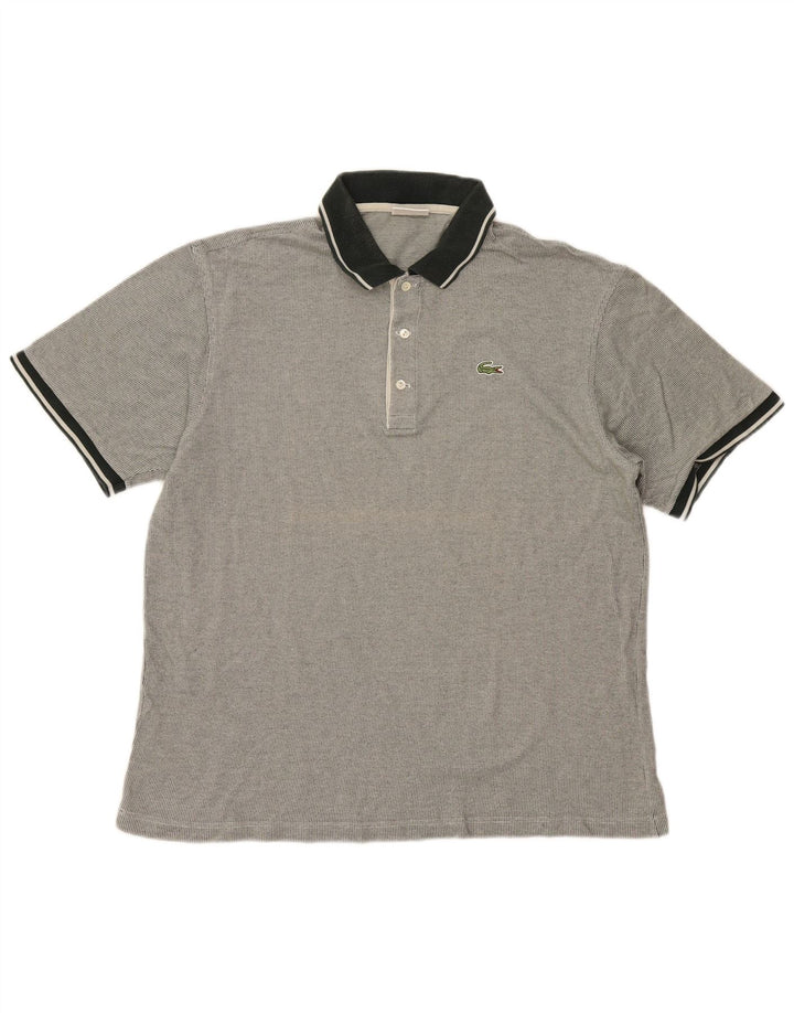 LACOSTE Mens Polo Shirt Size 6 XL Grey Spotted Cotton