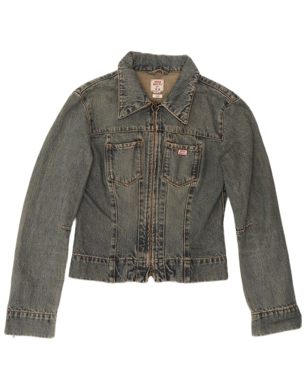 Miss Sixty Womens Crop Denim Jacket UK 12 Medium Blue Cotton