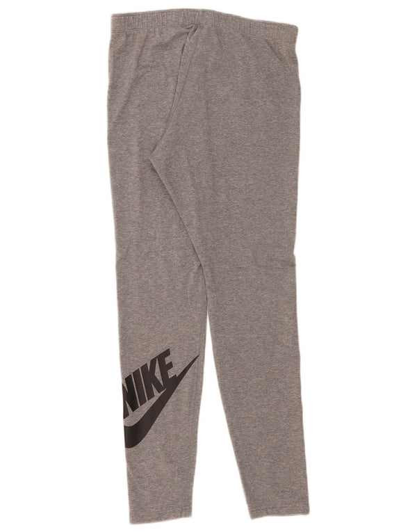 Nike Dame Grafiske Leggings UK 14 Large Grå Bomuld