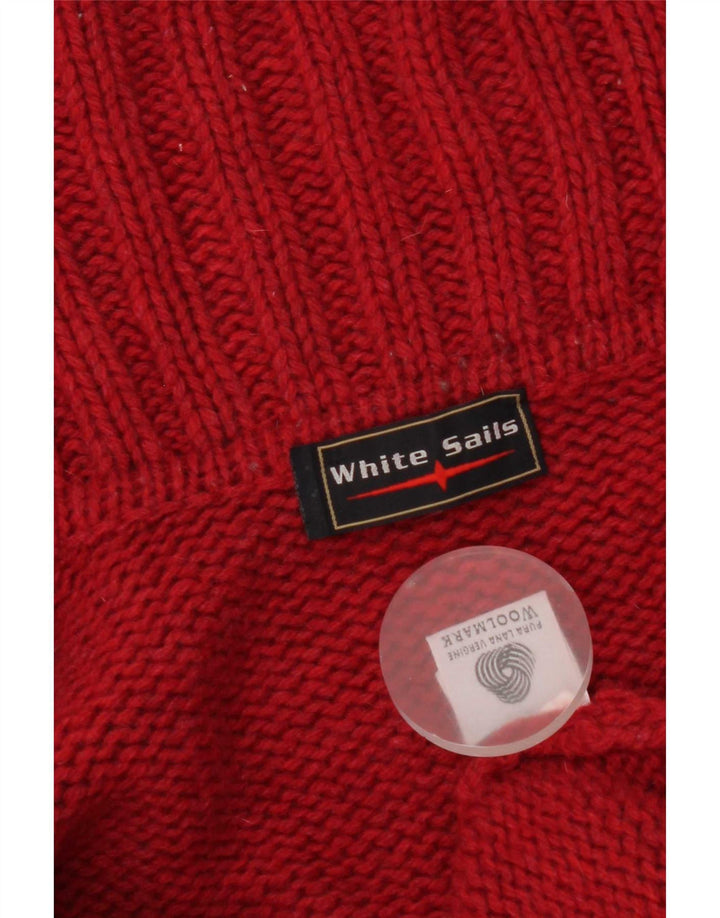 White Sails Herre Cardigan Sweater Large Red Virgin Wool