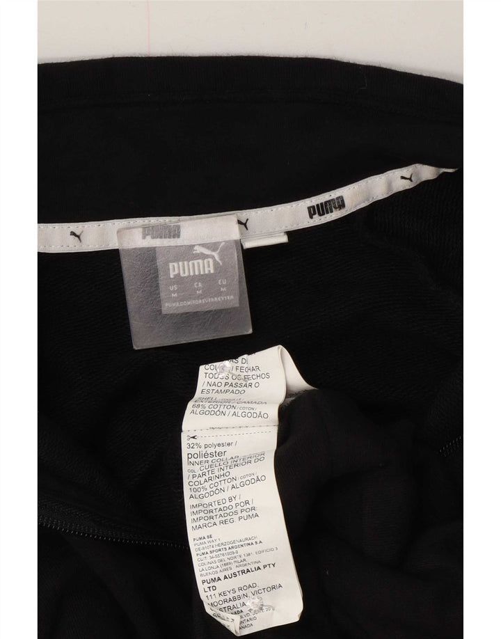 Puma Dame Crop Grafisk Zip Neck Sweatshirt Jumper UK 14 Medium Black