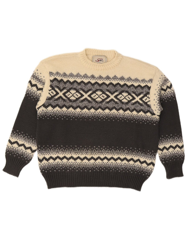 Silvy Herre Crew Neck Jumper Sweater IT 48 Medium Multicolored Fair Isle