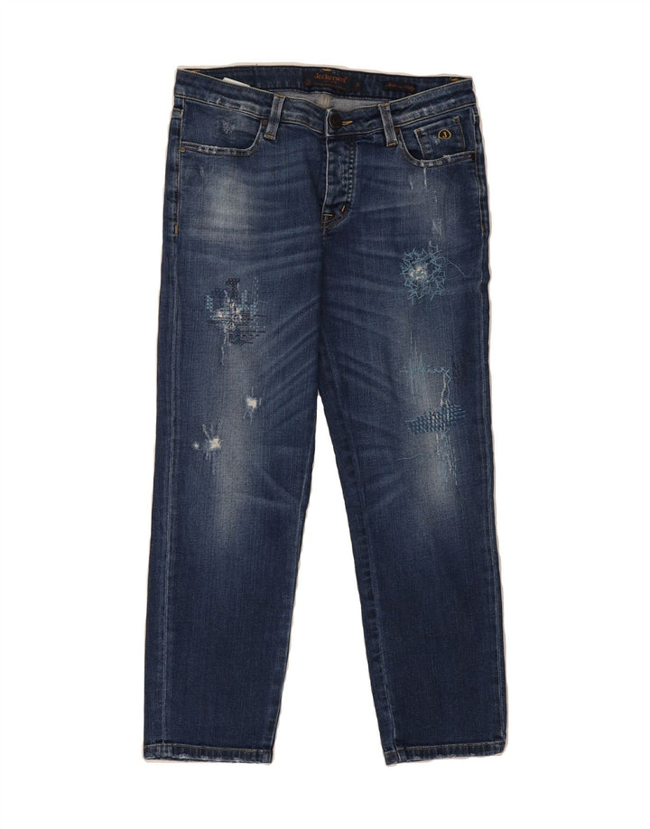 JECKERSON Womens Distressed Straight Jeans W27 L25 Blue Cotton Vintage Jeckerson and Second-Hand Jeckerson from Messina Hembry 