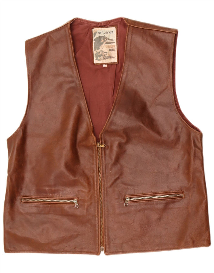 Fly Dame Læder Gilet UK 18 XL Brun Læder