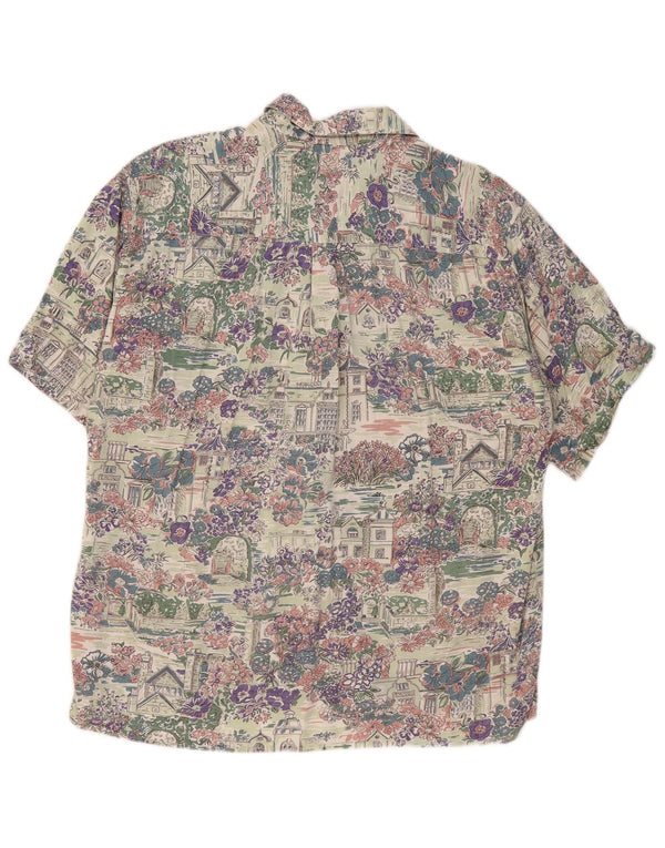 ELEGANCE kortærmet herreskjorte størrelse 41/42 Stor flerfarvet blomster