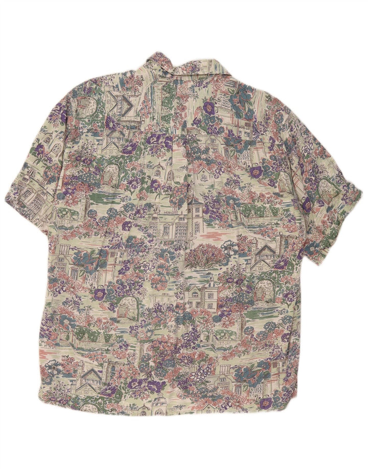 ELEGANCE kortærmet herreskjorte størrelse 41/42 Stor flerfarvet blomster