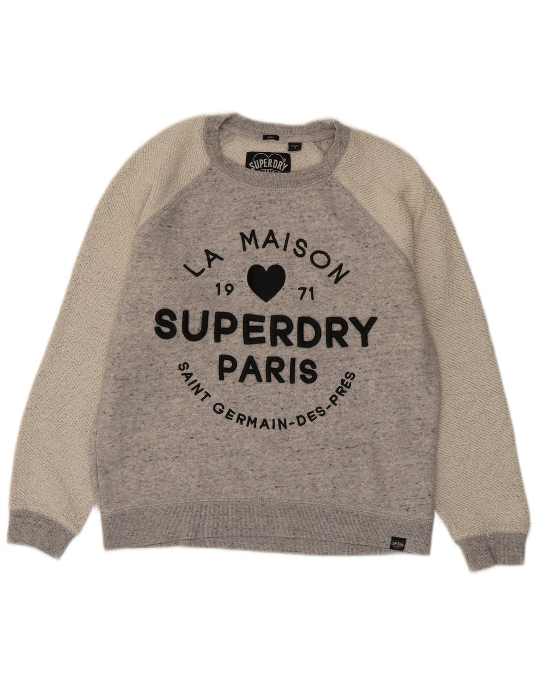 Superdry Graphic Sweatshirt Jumper UK 10 Small Grey Colourblock