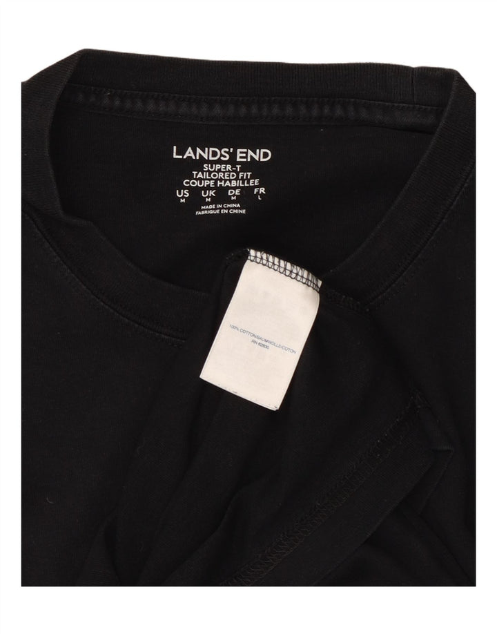 LANDS END Herre Tailored Fit T-Shirt Top Medium Sort Bomuld