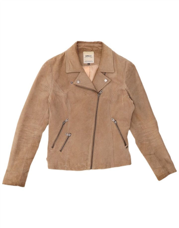 ONLY Dame Ruskind Biker Jacket IT 40 Small Beige Læder