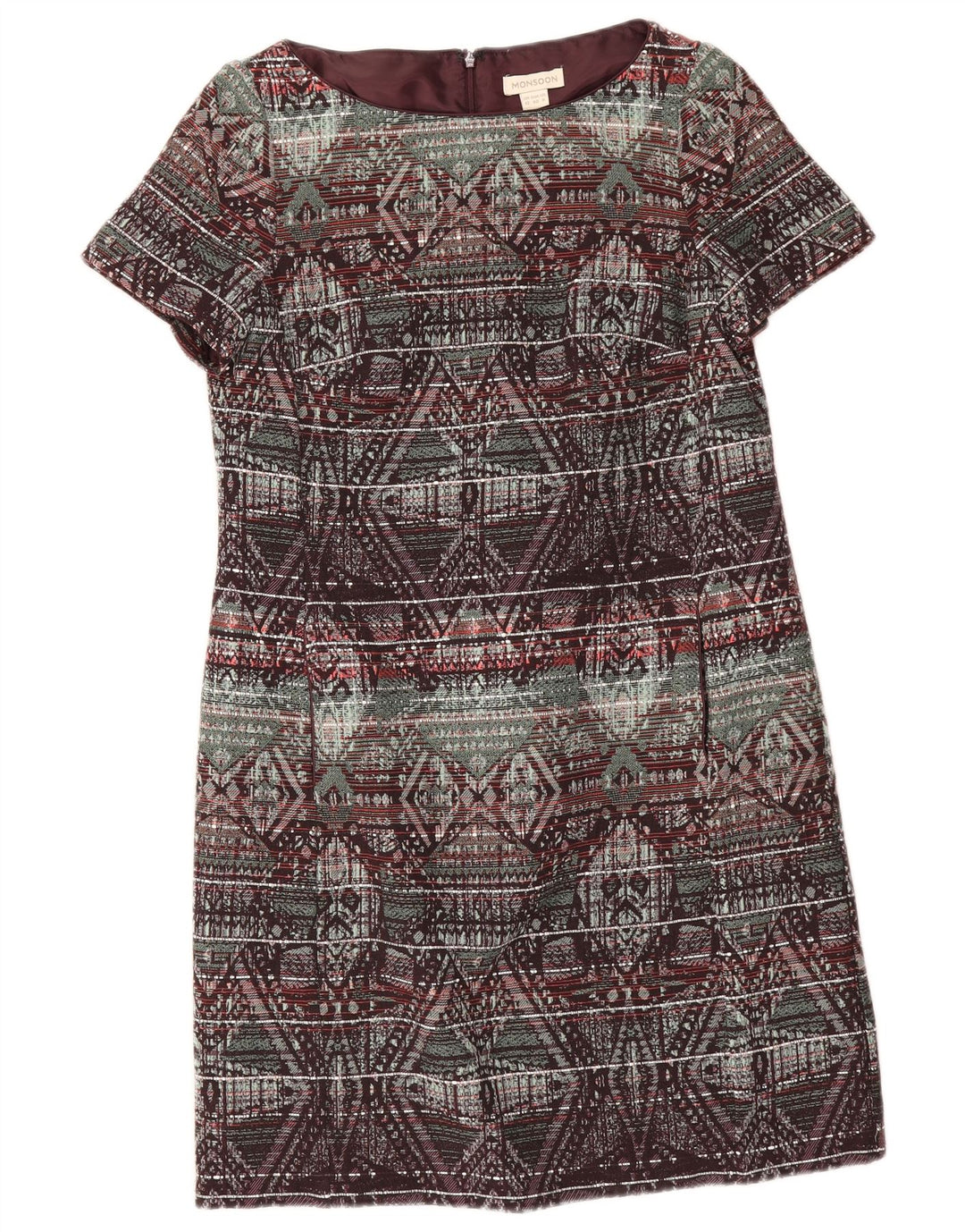 Monsoon Womens Shift Dress UK 12 Medium Flerfarvet geometrisk bomuld