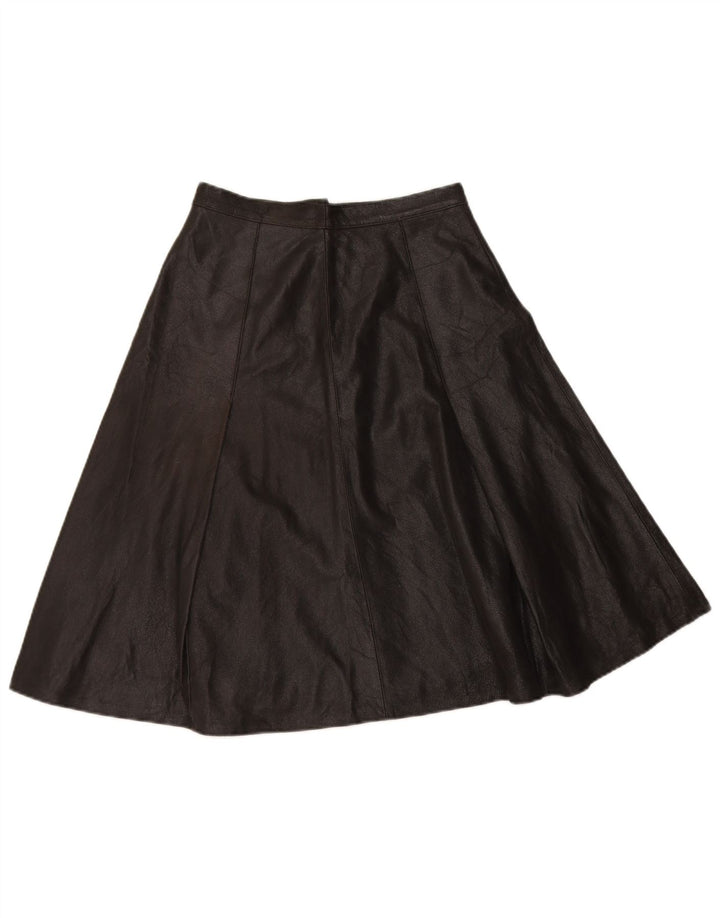 VICTORY Womens High Waist Leather Skirt IT 44 Medium W26  Black Leather