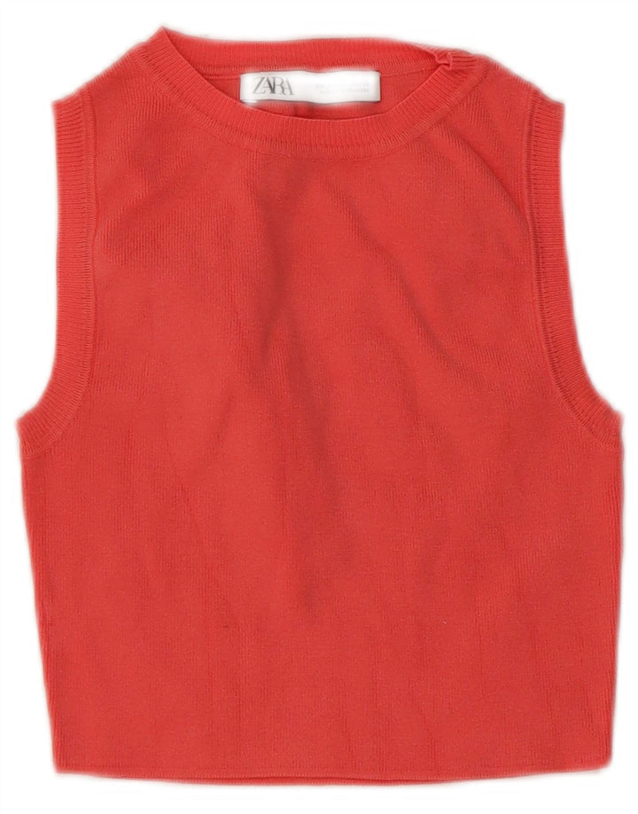Zara Womens Crop Vest Tank Top UK 8 Small Pink
