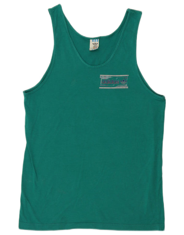 Adidas Herre Grafisk Vest Top UK 40/42 Medium Green Bomuld