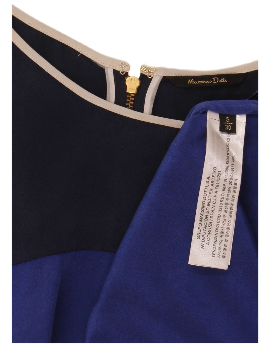 MASSIMO DUTTI Womens Shift Dress UK 10 Small Blue Colourblock Silk