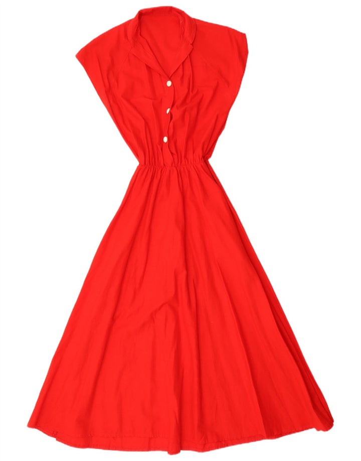 Vintage Dame Maxi Kjole UK 8 Lille Rød